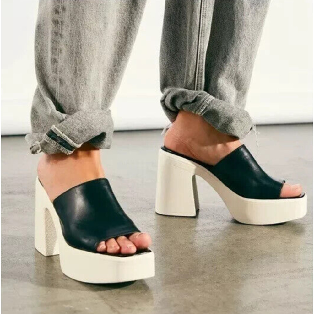 Free People Women's 'Zoe' Platform Slide Sandal in Black Art OB1313958 Sz 39/8.5